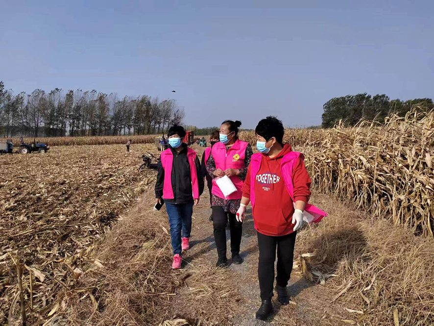 配民主法治示范村：巾帼调解队走进田间地头调解纠纷。