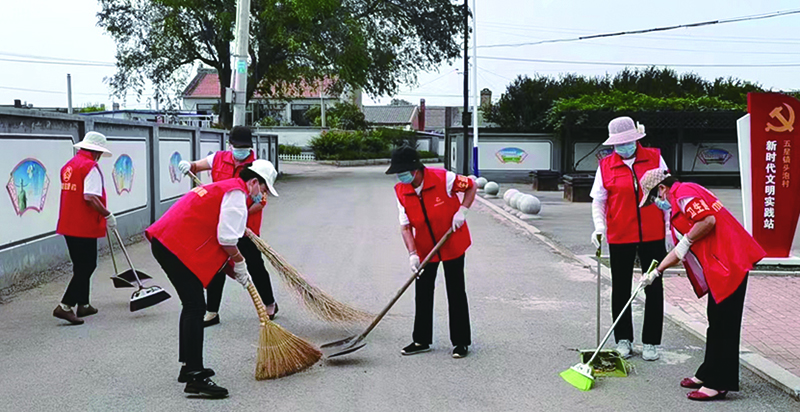 灯塔稿 党员志愿者清扫村路