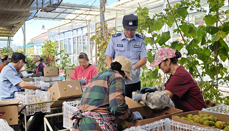民警宣传反诈知识，提高商户果农的安全防范意识（受访单位供图）